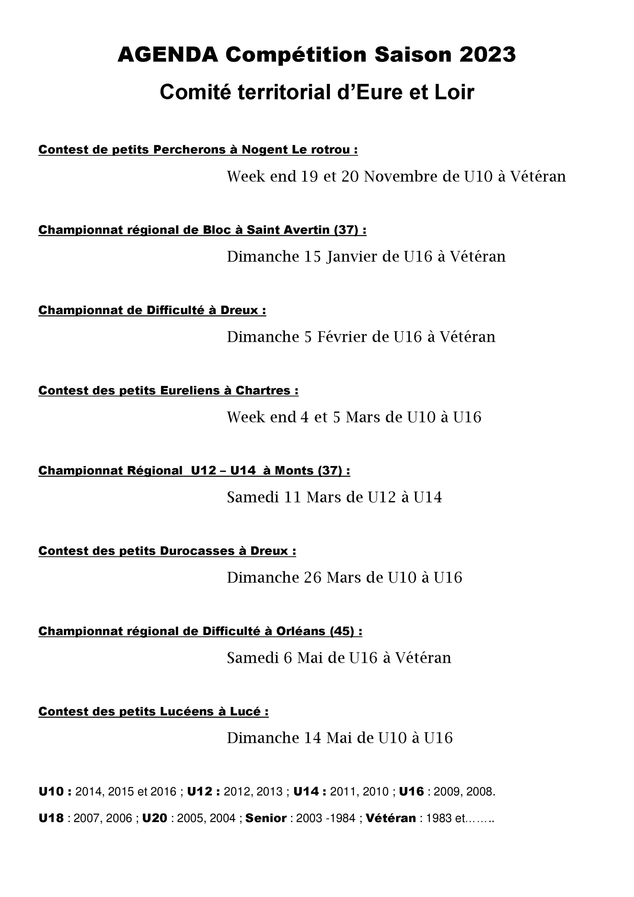 Liste des compétions auxquelles le club participera pour la saison 2022 - 2023